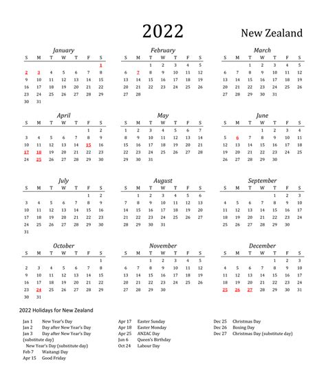 Nz 2022 Public Holidays Calendar Your Printable Calendar