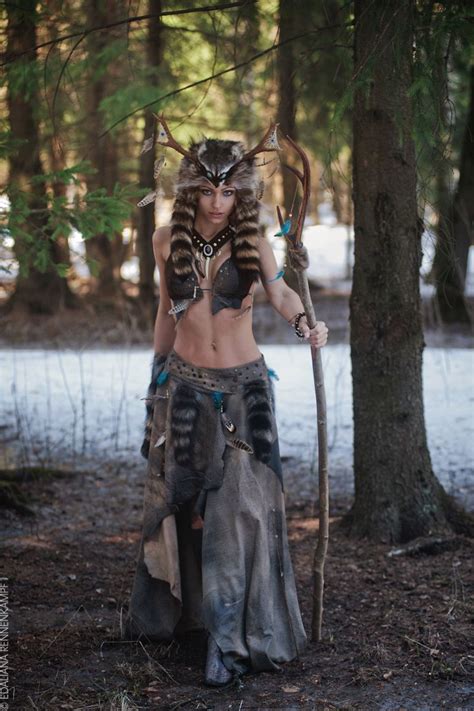 Raccoon Springbringer Forest Shaman Druid Leather Fur Antler Costume Warrior Girl Shaman
