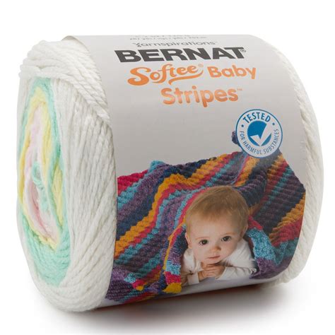 Bernat Softee Baby Stripes Soft Yarn For Knitting Crochet Blanket 3