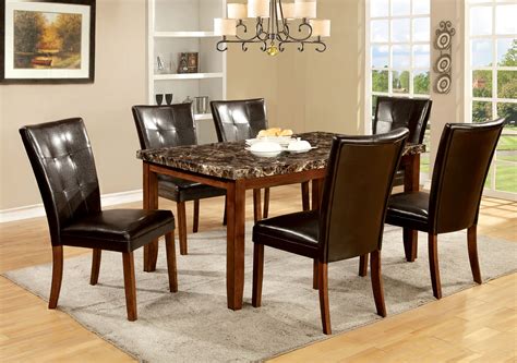 Update your dining room today with the look of this transitional, marble dining. Furniture of America Mawson Faux Marble 7-Piece Dining ...