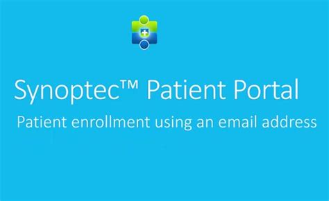 Synoptec Patient Portal Sign Up With Email Address Tutorial