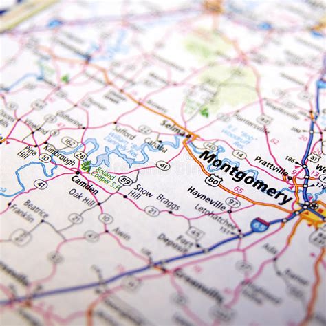 Highway Map Around Montgomery Alabama Stock Photo Image