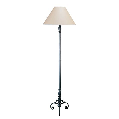 Wrought Iron Floor Lamp W Shade In Rusty Black Finish