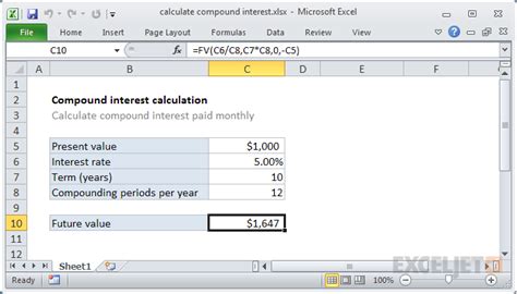 Calculate Compound Interest Excel Formula Exceljet