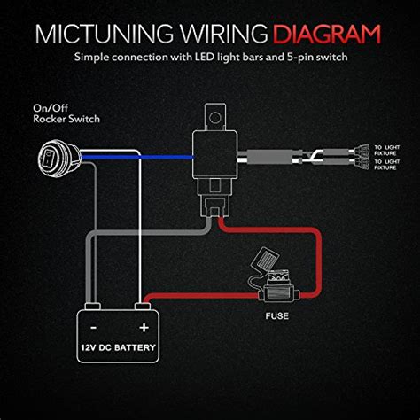 As shown below, rocker switches have 3 electrical connections. MICTUNING HD+ 12 Gauge 600W LED Light Bar Wiring Harness Kit w/ 60Amp Relay, 3 Free Fuse, Rocker ...