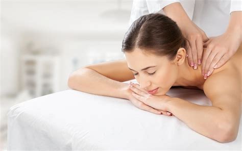 Massage Close Up Of A Beautiful Woman Getting Spa Treatment Stock