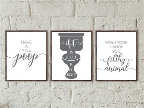 Bathroom Wall Art Funny Bathroom Prints Bathroom Printable Etsy