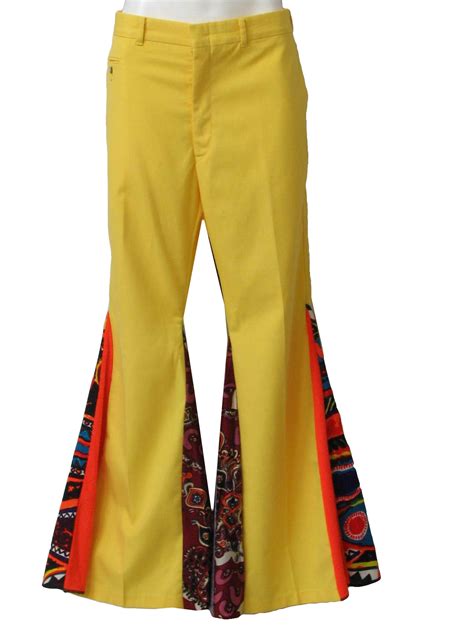 Retro Seventies Bellbottom Pants 70s No Label Mens Bright Yellow