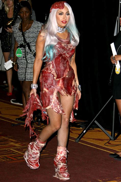 lady gaga wearing her meat dress for super bowl halftime performance hollywood life