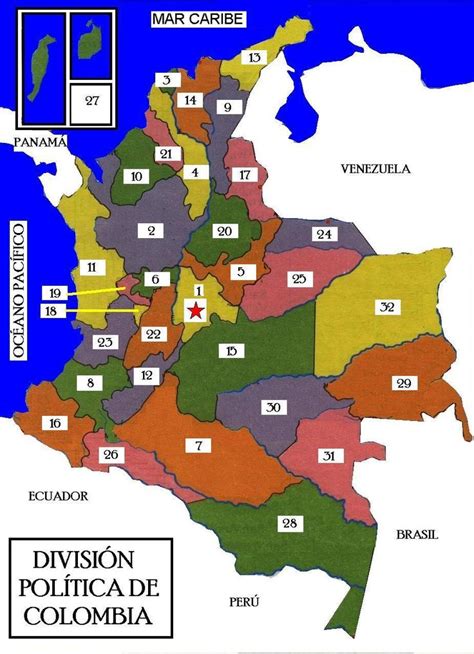 Mapa De Colombia Con Su Division Politica Division Politica Mapa De