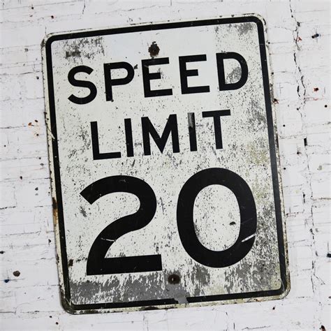 Vintage Speed Limit 20 Large Steel Traffic Sign Warehouse 414