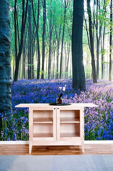 Sunshine Forest With Lavender Wallpaper Removable Tree Wall Etsy