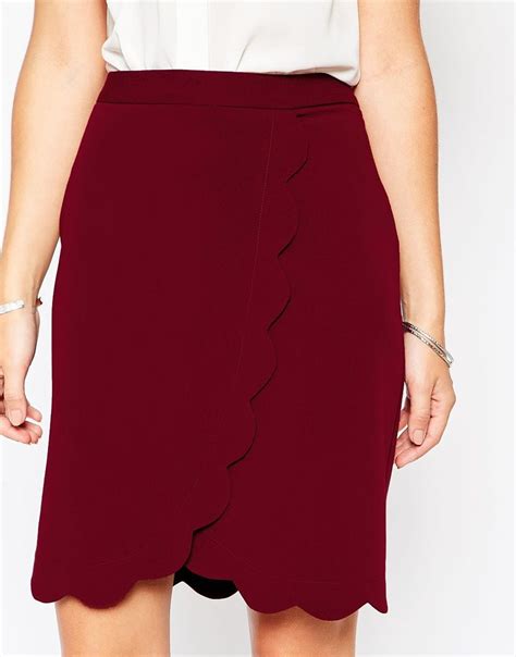 asos wrap pencil skirt with scallop detail at moda faldas faldas modernas faldas