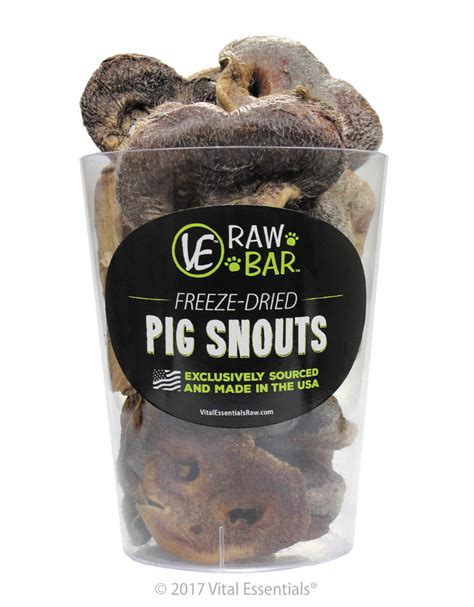 By dehydrating, air drying or flash freezing, vitamins, nutrients, enzymes and minerals remain completely intact while moisture is removed for shelf stability. Freeze-Dried Pig Snouts | Pet Age