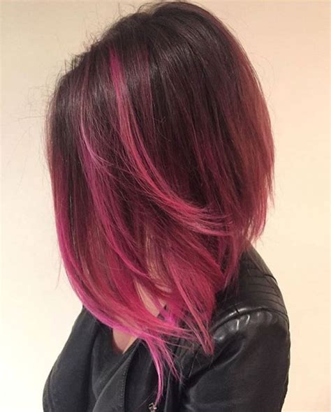 Hair Dos Hair Hair Pink Hair Highlights Black Highlights Rosa