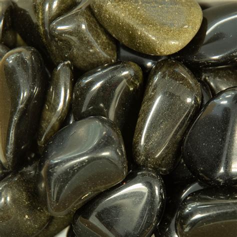 Golden Sheen Obsidian Tumbled Stones 1″ — Mexico Garys Gem Garden