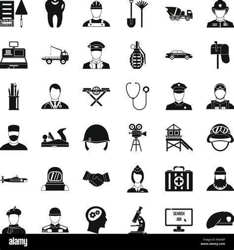Job Icons Set Simple Style Stock Vector Image And Art Alamy