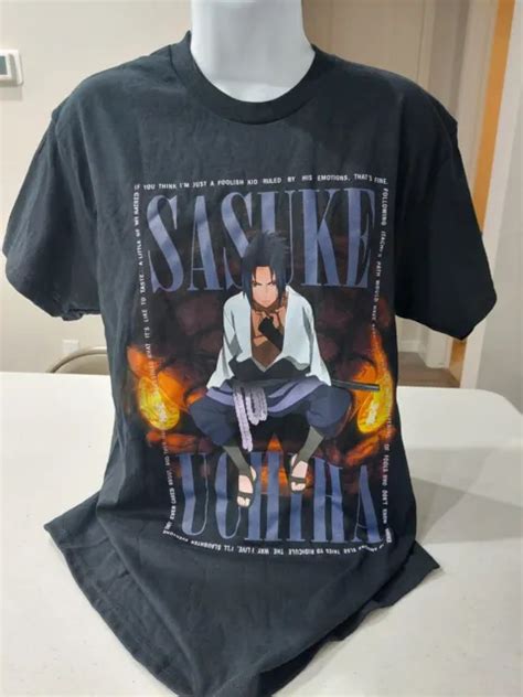 Naruto Shippuden Sasuke Uchiha Anime T Shirt Black Size Medium Brand