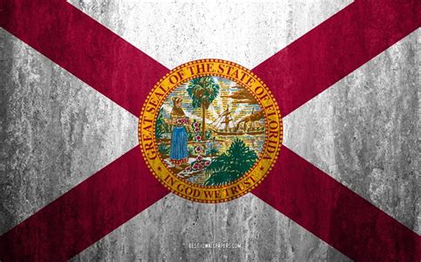 Download Wallpapers Flag Of Florida 4k Stone Background American