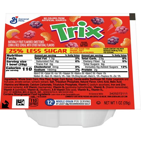 Trix Cereal Nutrition Facts Label Besto Blog