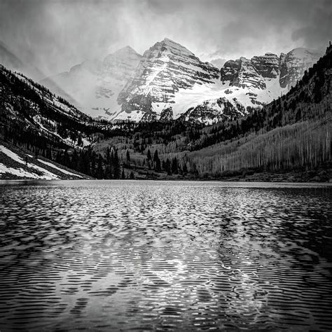 Maroon Bells Black And White 1x1 Elk Mountain Colorado Landscape