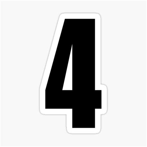 Number 4 Number Four Jersey Number Soccer Sport Sticker For Sale By