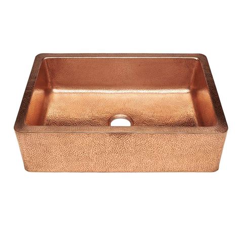 Sinkology Weston Farmhouse Apron Front Pure Copper In Hole Single Basin Kitchen Sink In