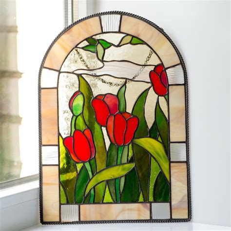 Custom Stained Glass Window Panel Mom T Tulip Stained Glass Flower