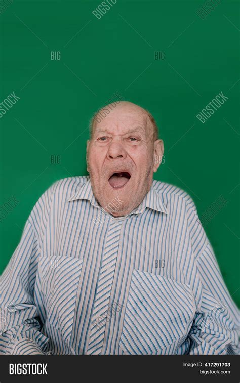 Old Man Sits His Mouth Image And Photo Free Trial Bigstock