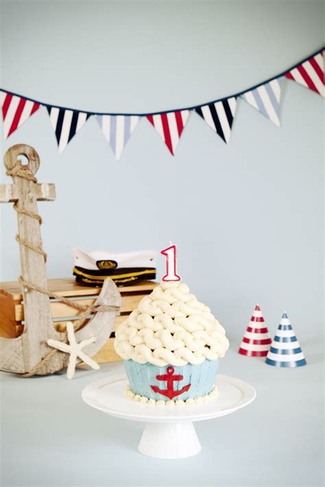 Aris First Birthday Cake Smash Birthday Cake Smash Nautical Cake