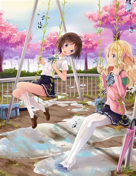 Two Anime Girls Playing At The Swing I Love Anime Kawaii Anime Girl