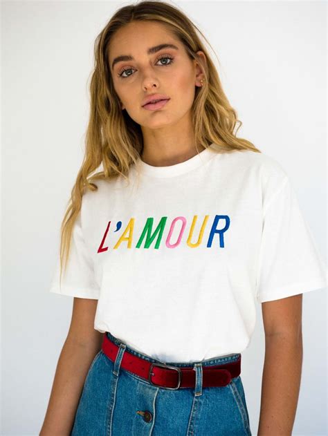 apéro l amour embroidered tee white and multi colored embroidered t shirt by apéro label