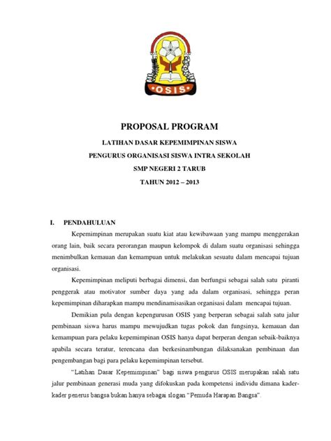 Proposal Program Kerja Osis Ranah Belajar