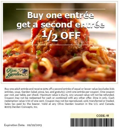 Missy Coupons Olive Garden Buy One Get One 12 Off