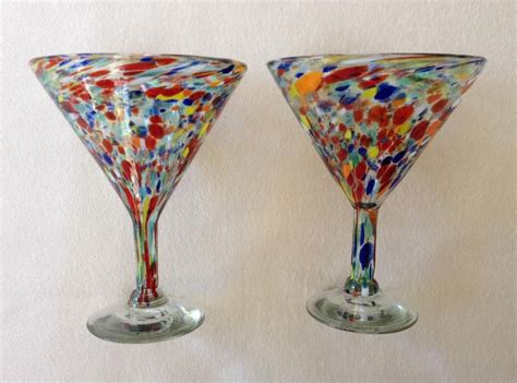 24 For 2 2017 New Mexican Martini Margarita Glass Confetti Large 7 25 Nwt ~ Set Of Two