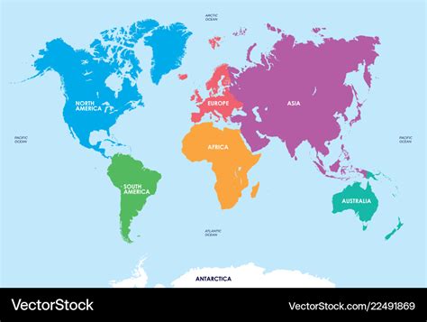 Continents Of The World Map Royalty Free Vector Image