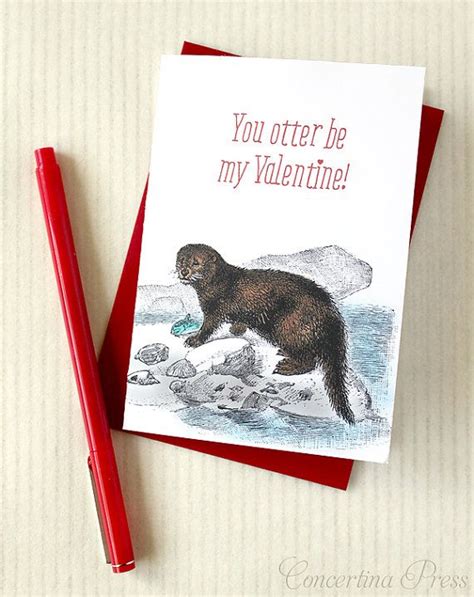 otter valentine card funny valentines day card for your significant otter by concertinapress