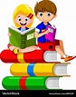 Children cartoon reading on the book Royalty Free Vector