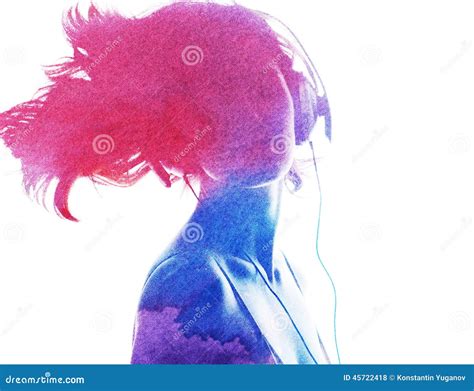 Watercolor Silhouette Stock Photo Image Of Singing Sound 45722418