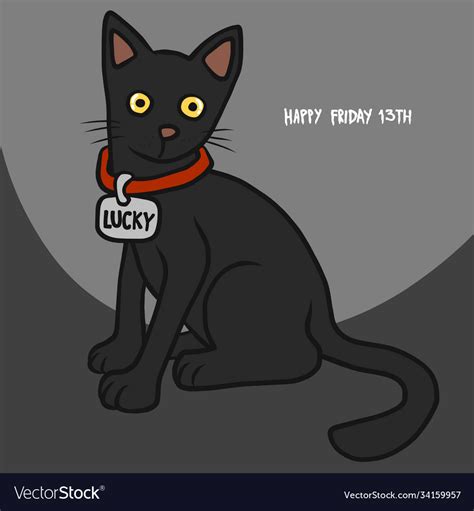 Black Cat Happy Friday 13th Cartoon Royalty Free Vector