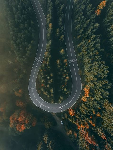 Road Forest Aerial View Winding Turn Hd Phone Wallpaper Peakpx