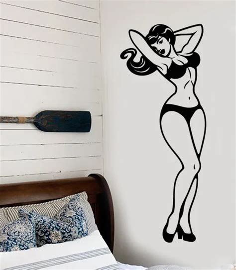 Vinyl Wall Decal Pin Up Style Girl Retro Sexy Woman In Swimsuit