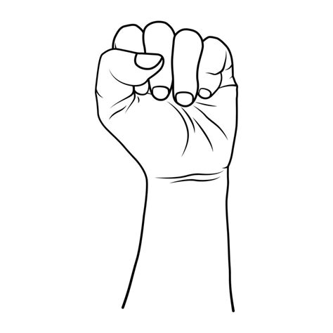 Hand Illustration In Line Art Style With Fist Symbol 8294563 Vector Art