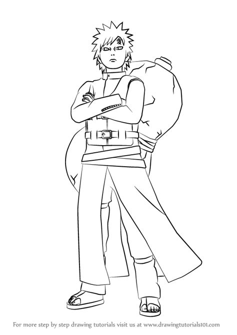 Learn How To Draw Gaara From Naruto Naruto Step By Step Drawing
