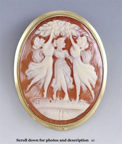 Italian Dancing Hours 18k Gold Hand Carved Cameo Brooch Pin Etsy