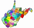 Mapa del condado del estado de Virginia Occidental brillante | Etsy