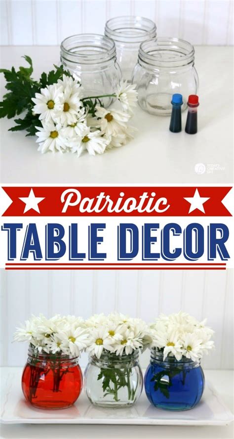 Hosting labor day at home? Easy Patriotic Table Decor - Today's Creative Life