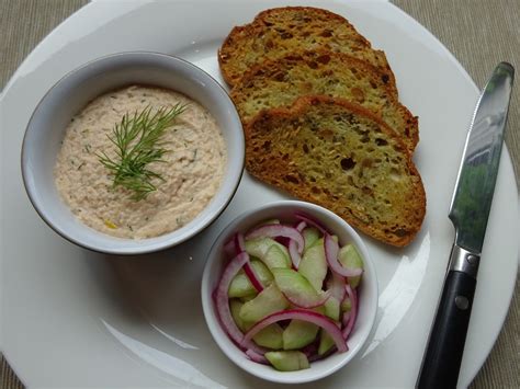 Smoked Trout Pate And Crostini With Pickled Cucumber And Red Onion