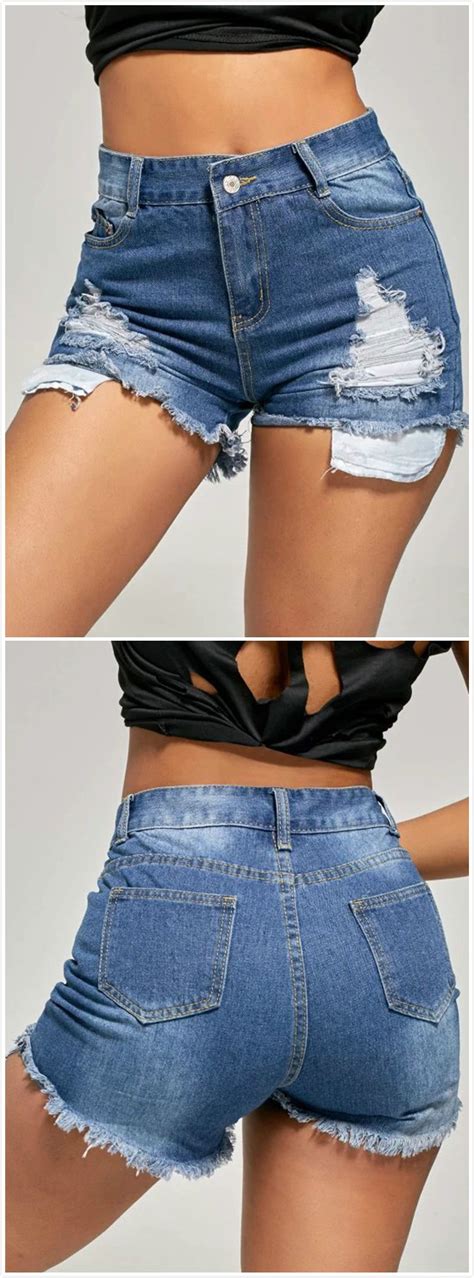 Washed And Brushed Denim Shorts For Women Denim Shorts Casual