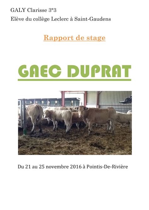 Rapport De Stage Agricole Bac Pro